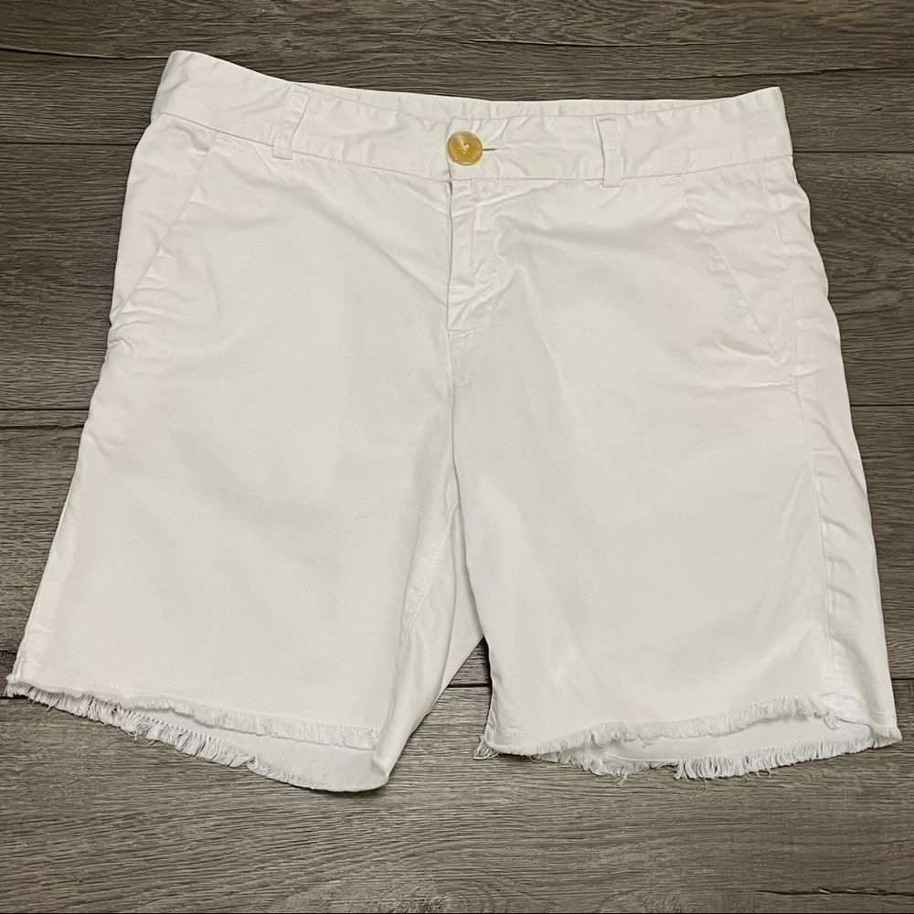 Current Elliot Bermuda Shorts White Raw Hem Size 25.